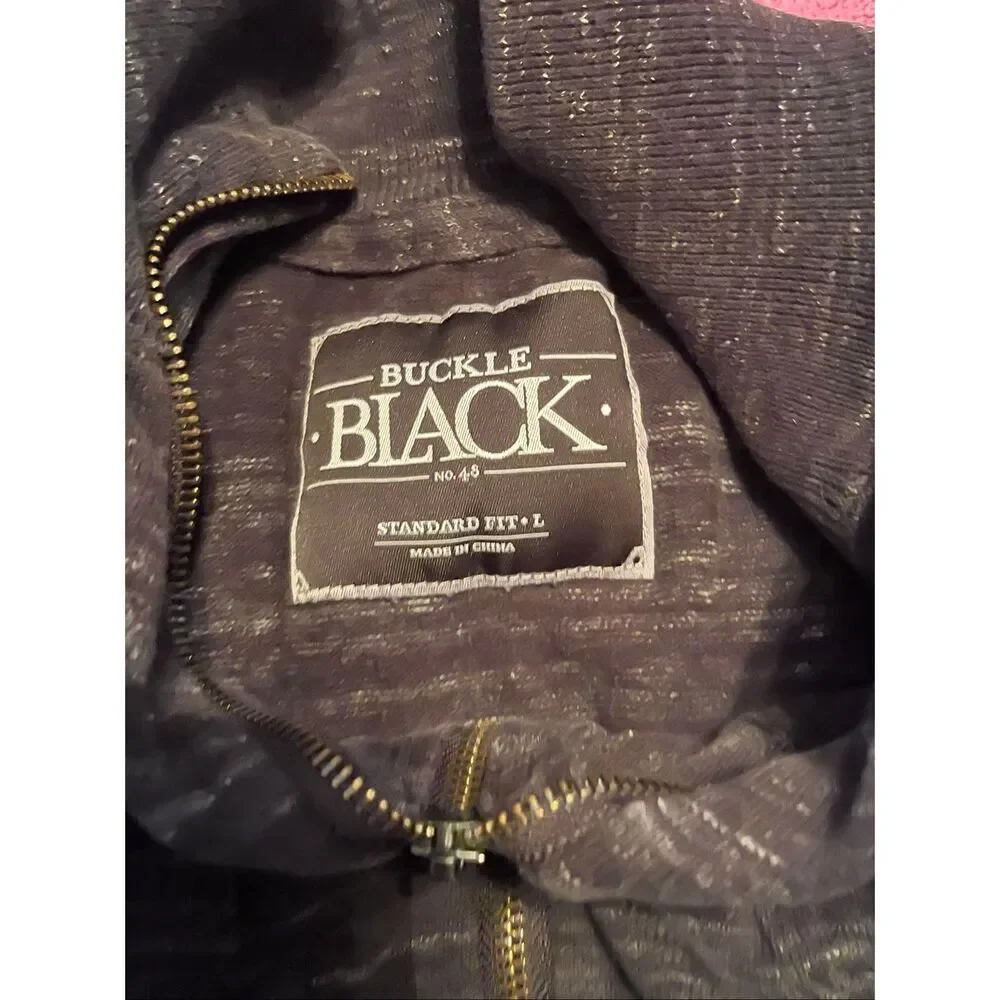 Buckle Black You're Gone Black Marled Standard Fit Zip-Up Cardigan Sweater Large